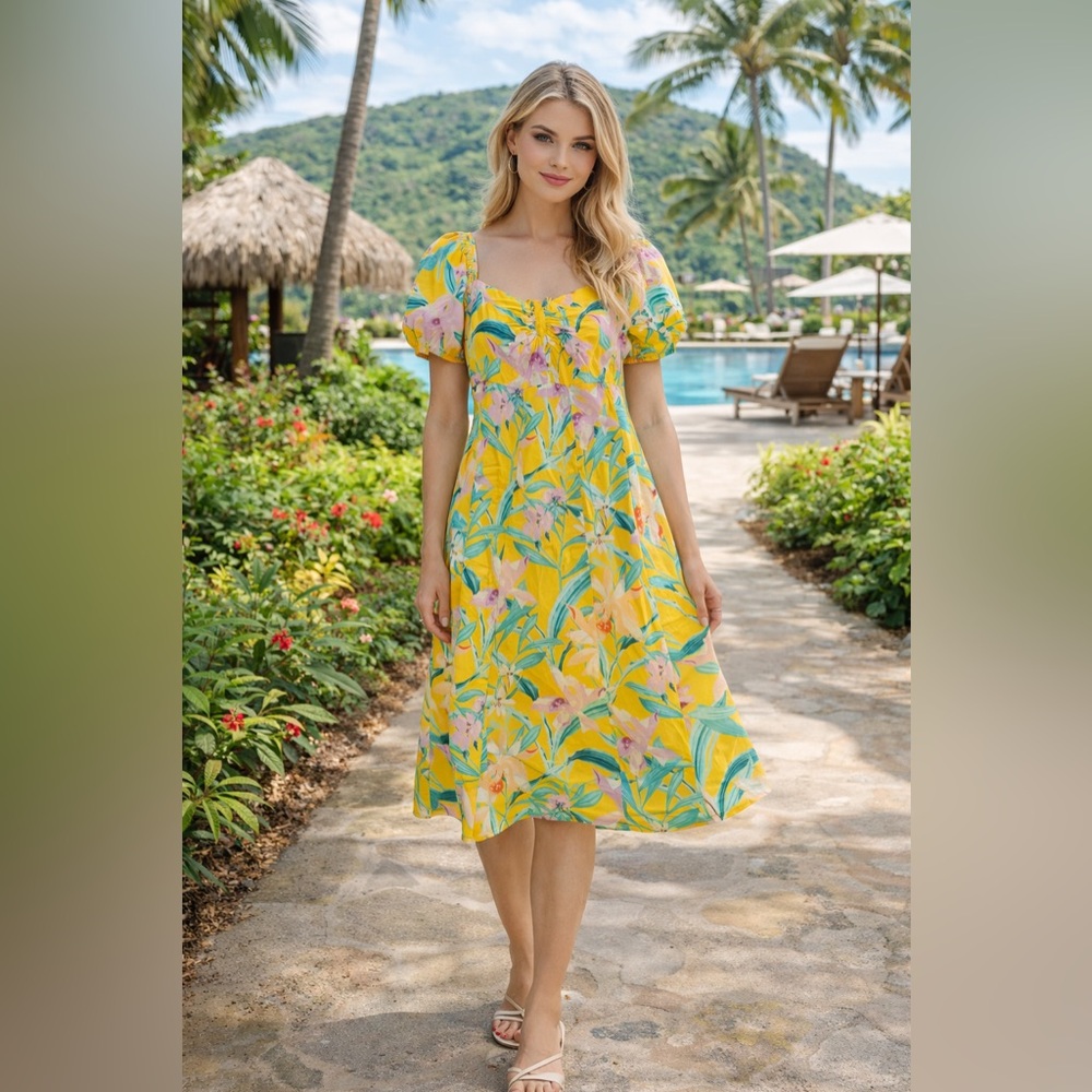 Floral  Yellow Dress INC